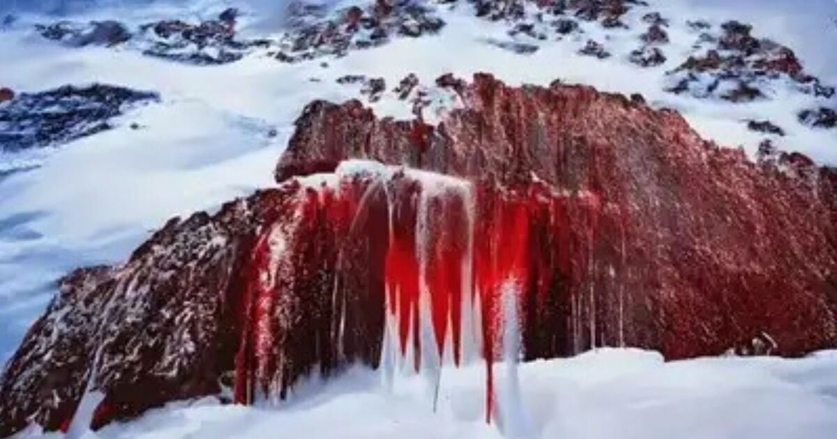 The eerie 'blood' waterfall that flows from a glacier in Antarctica